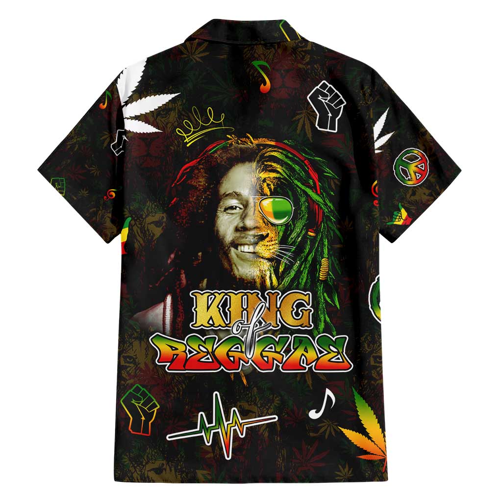 King Of Reggae Family Matching Short Sleeve Bodycon Dress and Hawaiian Shirt Legend Bob Peace and Love