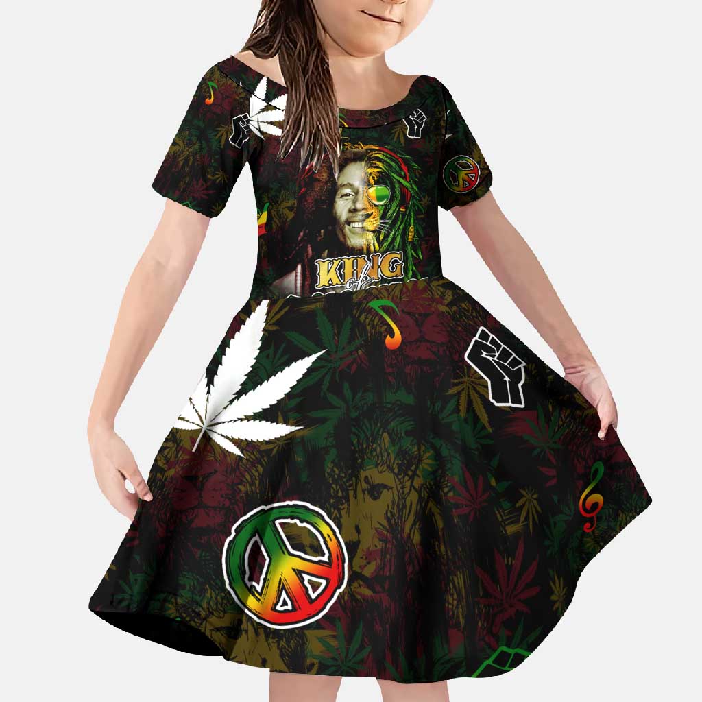 King Of Reggae Family Matching Summer Maxi Dress and Hawaiian Shirt Legend Bob Peace and Love