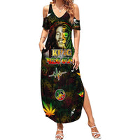 King Of Reggae Family Matching Summer Maxi Dress and Hawaiian Shirt Legend Bob Peace and Love