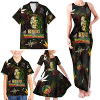 King Of Reggae Family Matching Tank Maxi Dress and Hawaiian Shirt Legend Bob Peace and Love