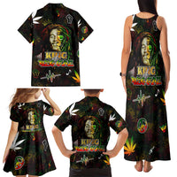 King Of Reggae Family Matching Tank Maxi Dress and Hawaiian Shirt Legend Bob Peace and Love
