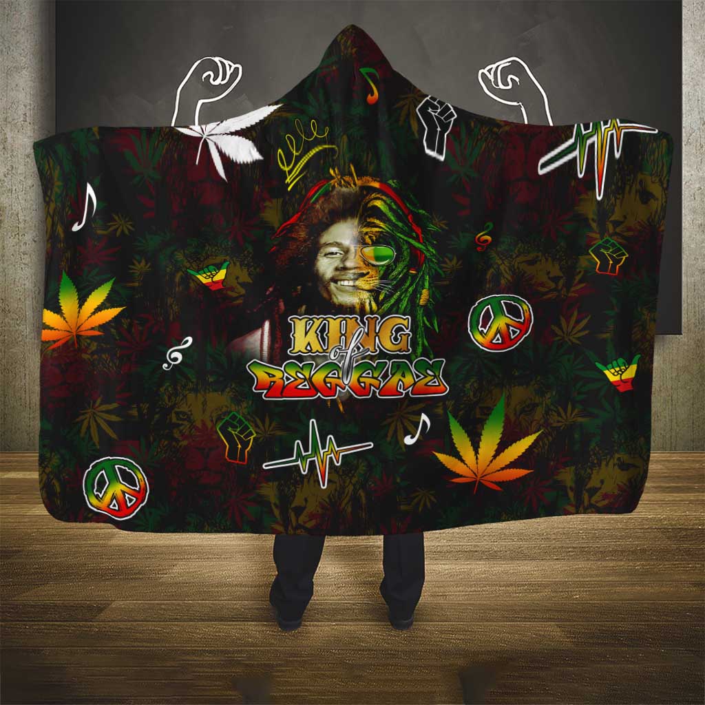 King Of Reggae Hooded Blanket Legend Bob Peace and Love