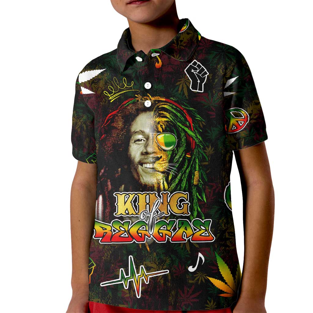 King Of Reggae Kid Polo Shirt Legend Bob Peace and Love