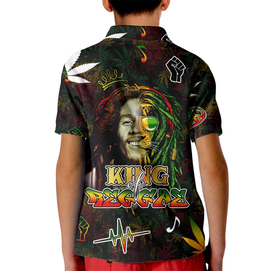 King Of Reggae Kid Polo Shirt Legend Bob Peace and Love