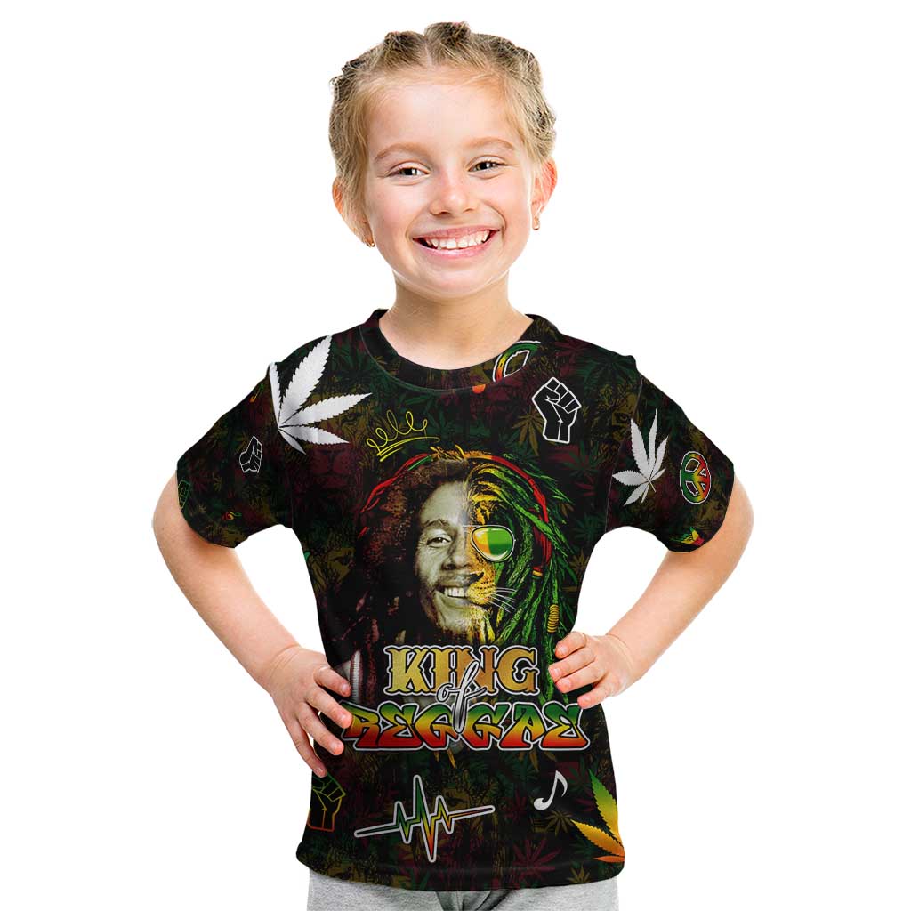 King Of Reggae Kid T Shirt Legend Bob Peace and Love