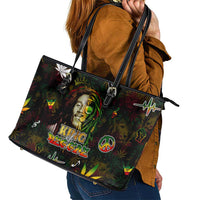 King Of Reggae Leather Tote Bag Legend Bob Peace and Love