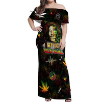 King Of Reggae Off Shoulder Maxi Dress Legend Bob Peace and Love