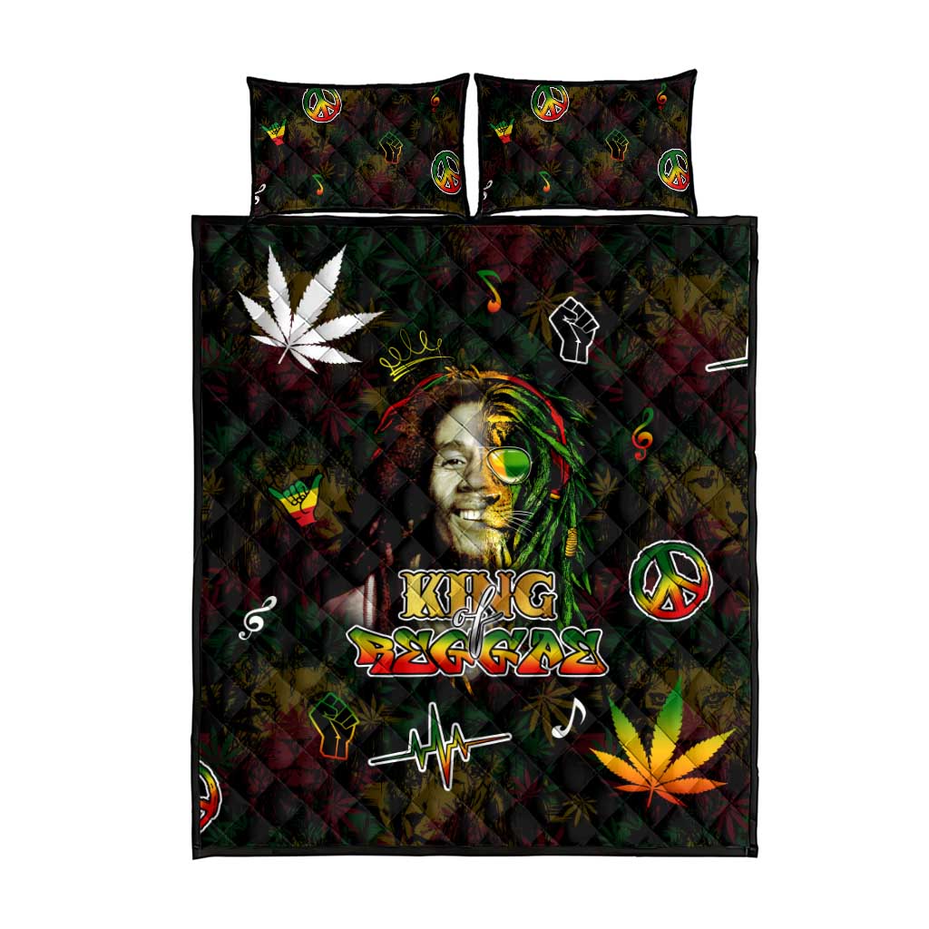 King Of Reggae Quilt Bed Set Legend Bob Peace and Love