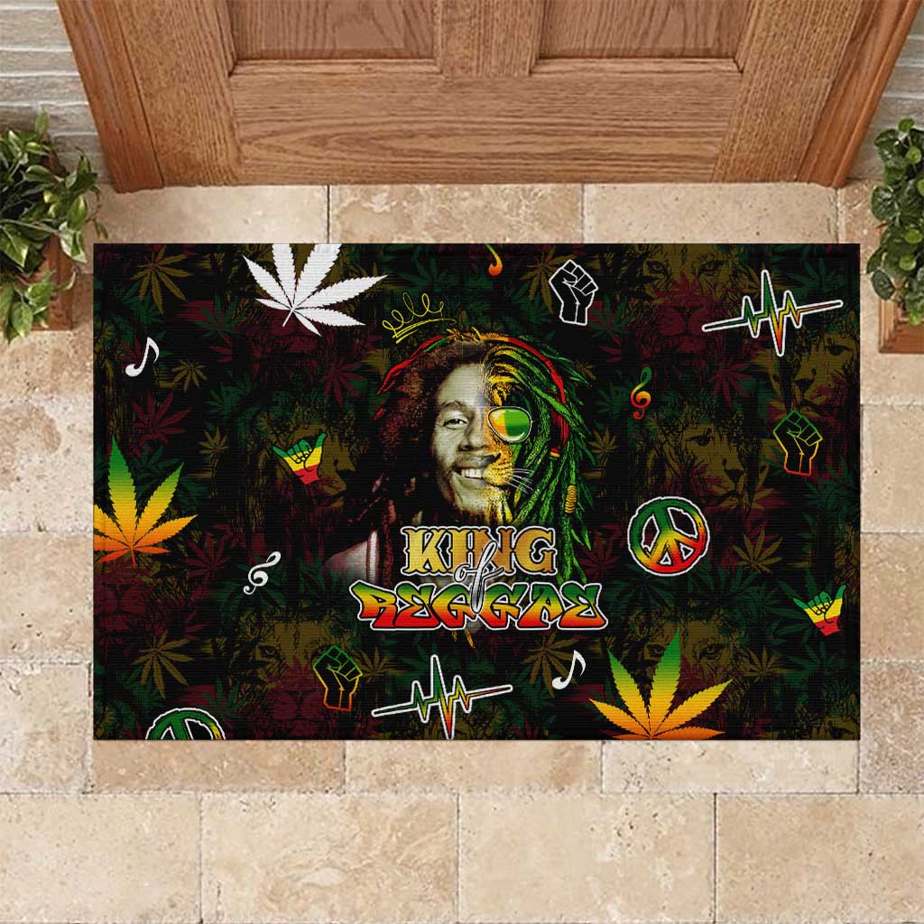 King Of Reggae Rubber Doormat Legend Bob Peace and Love
