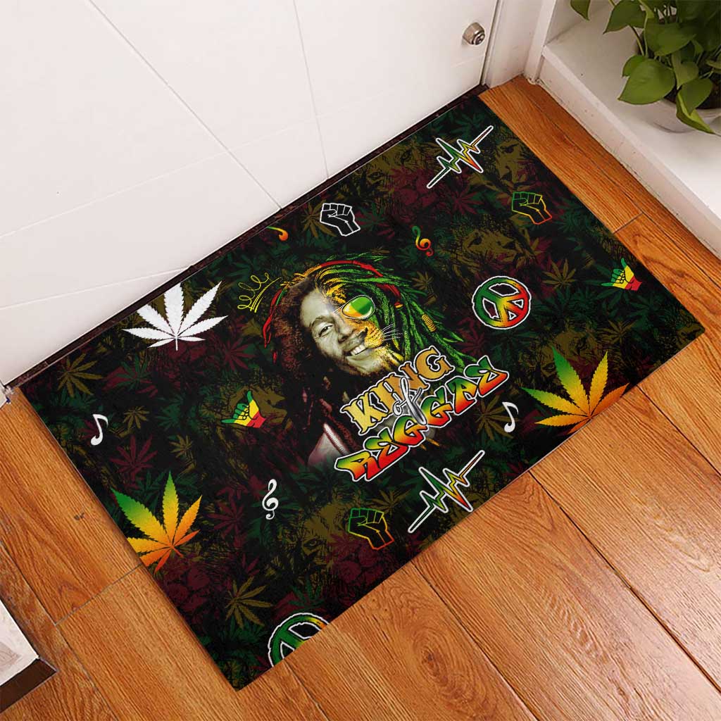 King Of Reggae Rubber Doormat Legend Bob Peace and Love