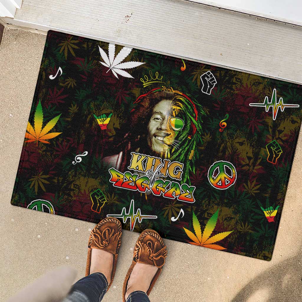 King Of Reggae Rubber Doormat Legend Bob Peace and Love
