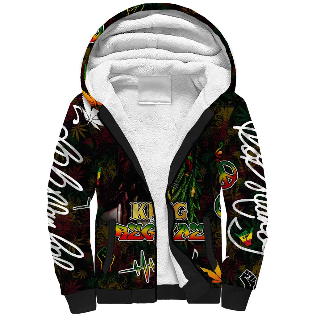 King Of Reggae Sherpa Hoodie Legend Bob Peace and Love