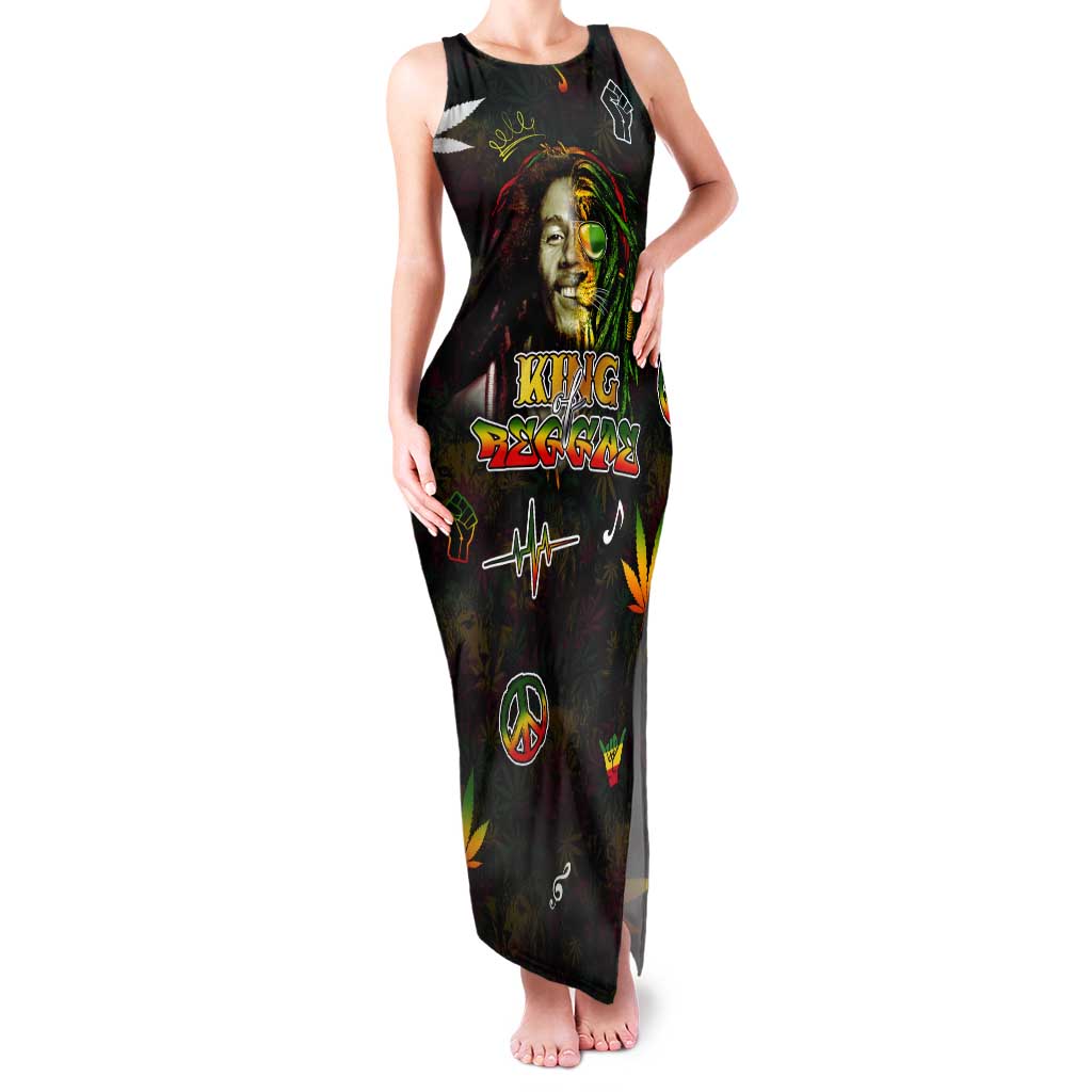 King Of Reggae Tank Maxi Dress Legend Bob Peace and Love