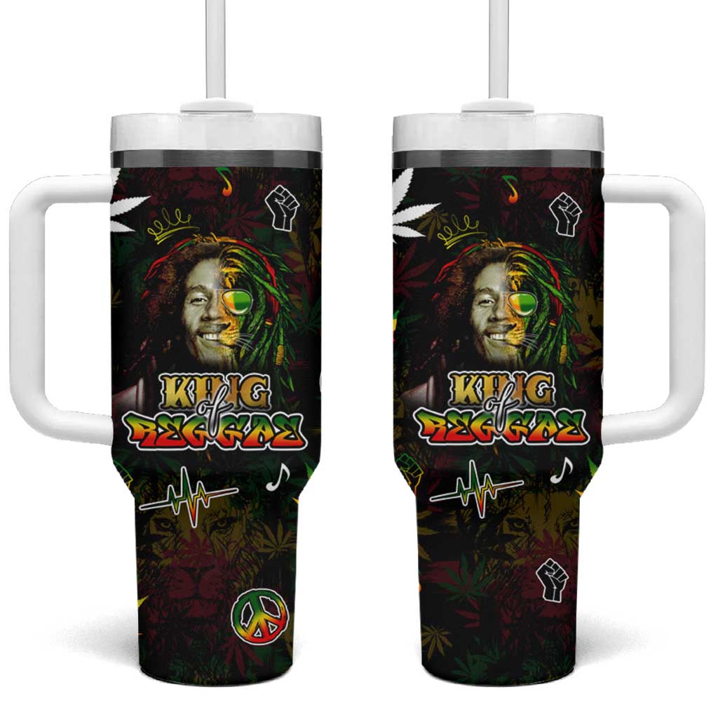 King Of Reggae Tumbler With Handle Legend Bob Peace and Love