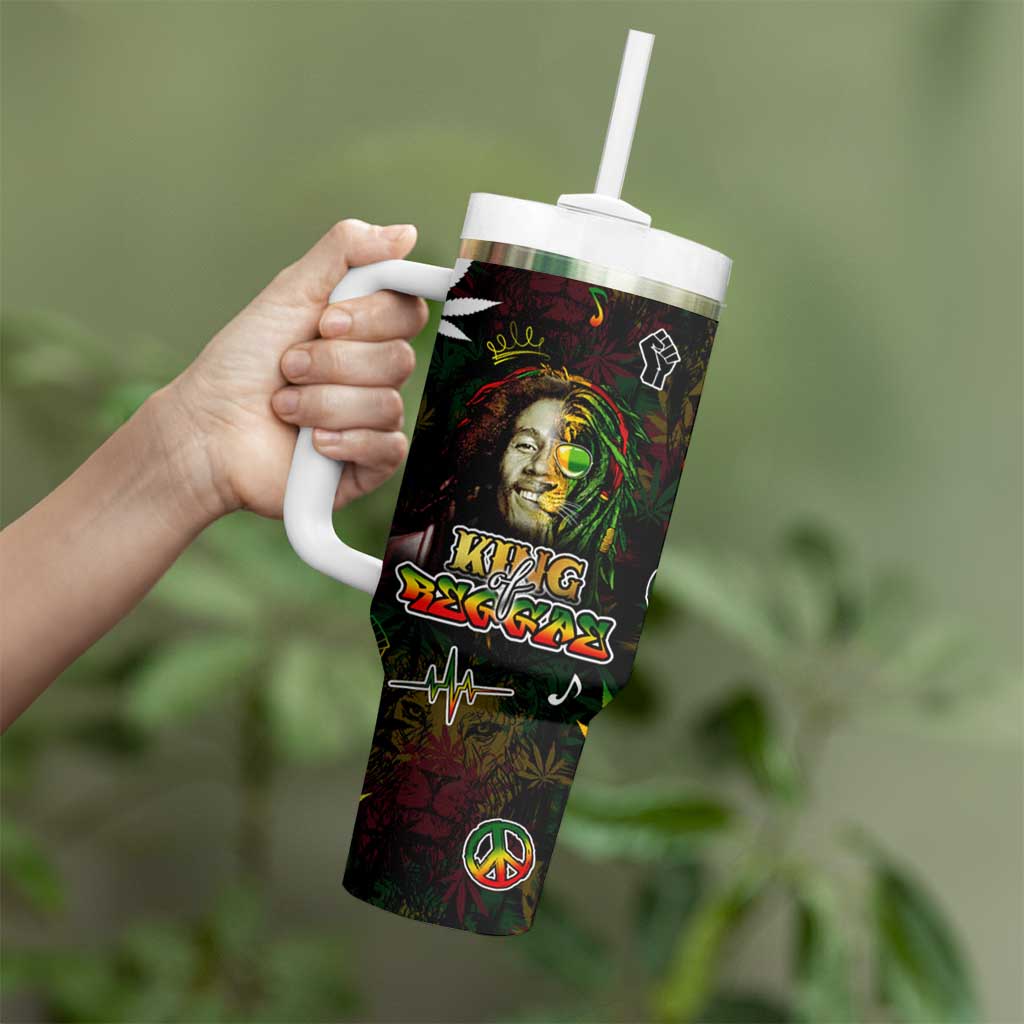 King Of Reggae Tumbler With Handle Legend Bob Peace and Love