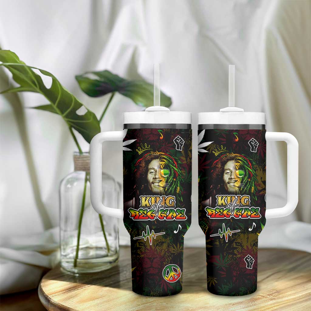 King Of Reggae Tumbler With Handle Legend Bob Peace and Love