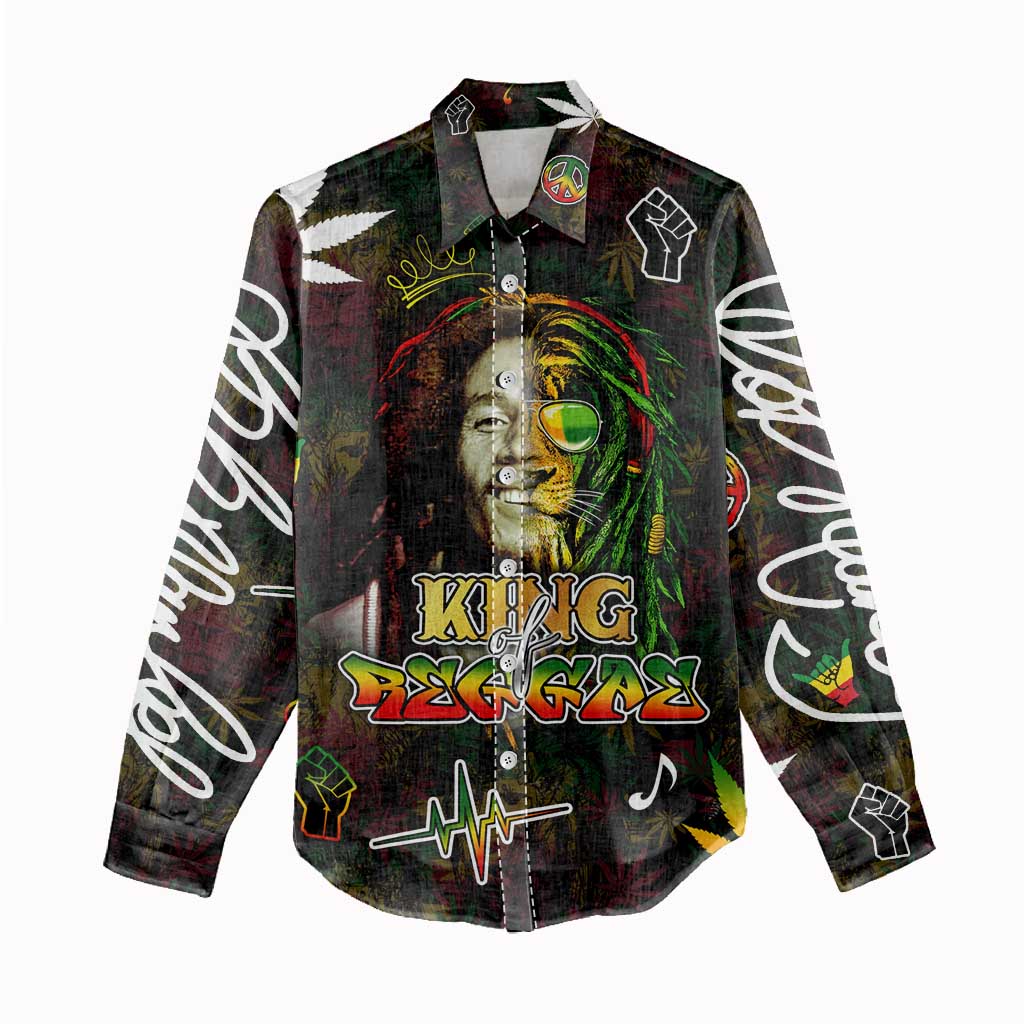 King Of Reggae Women Casual Shirt Legend Bob Peace and Love