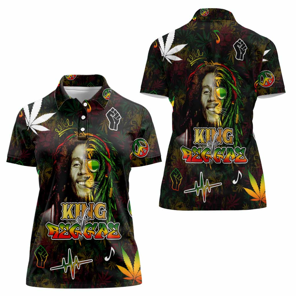 King Of Reggae Women Polo Shirt Legend Bob Peace and Love