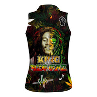 King Of Reggae Women Sleeveless Polo Shirt Legend Bob Peace and Love