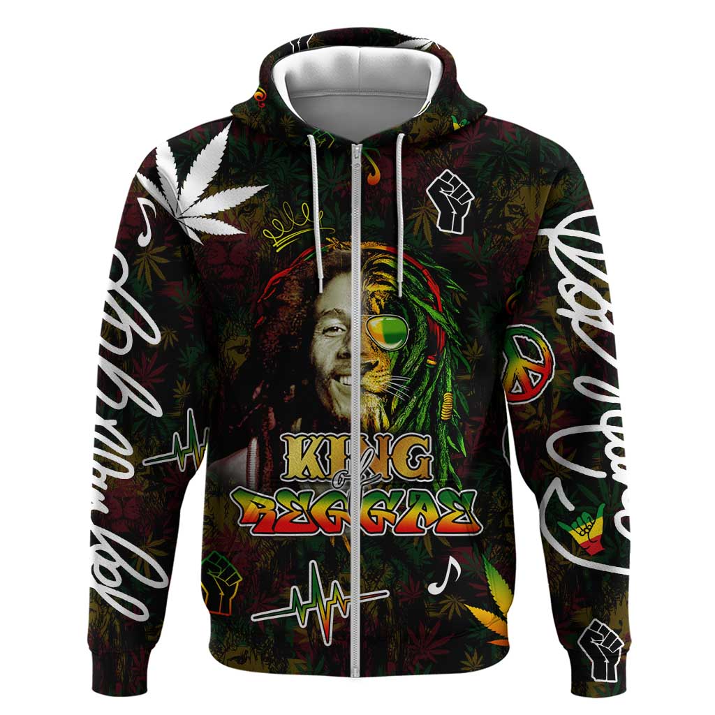 King Of Reggae Zip Hoodie Legend Bob Peace and Love