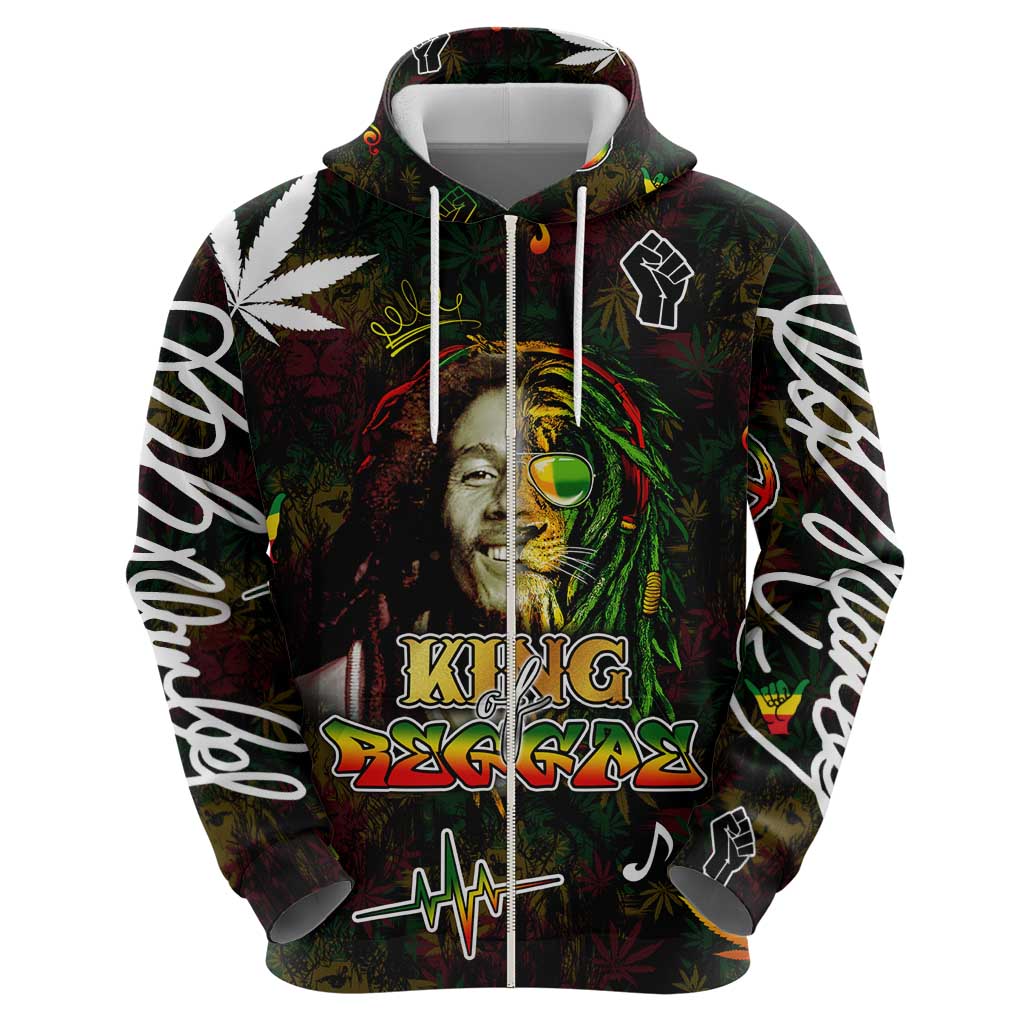 King Of Reggae Zip Hoodie Legend Bob Peace and Love