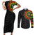 Adinkra Symbols Couples Matching Short Sleeve Bodycon Dress and Long Sleeve Button Shirts African Culture - Wonder Print Shop