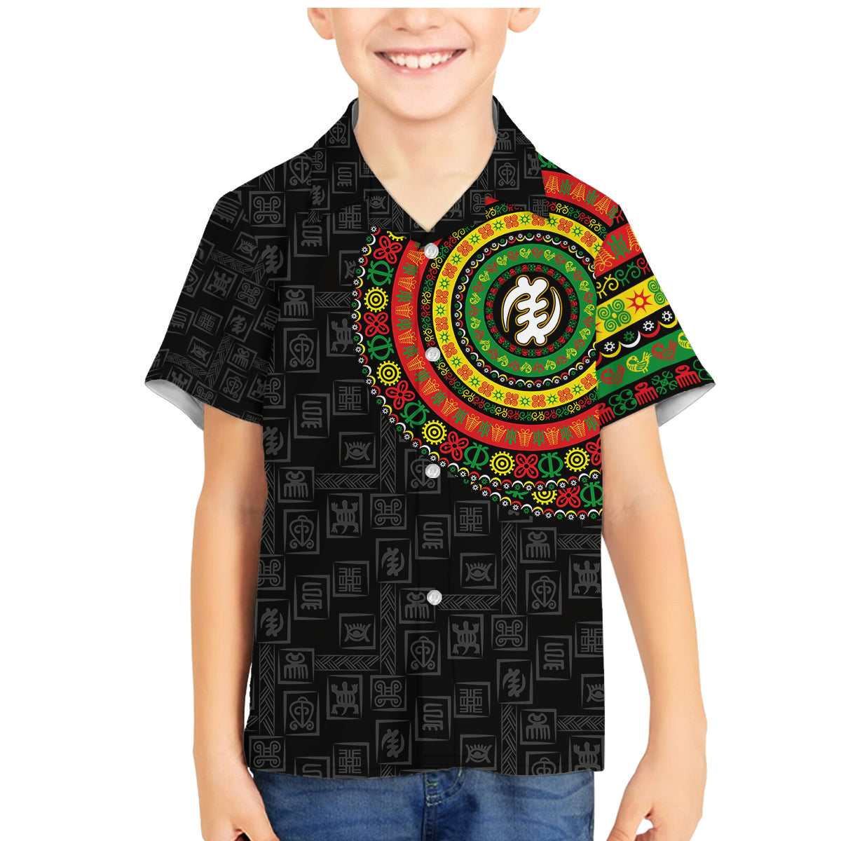 Adinkra Symbols Family Matching Mermaid Dress and Hawaiian Shirt African Culture - Wonder Print Shop