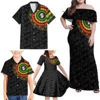 Adinkra Symbols Family Matching Off Shoulder Maxi Dress and Hawaiian Shirt African Culture - Wonder Print Shop