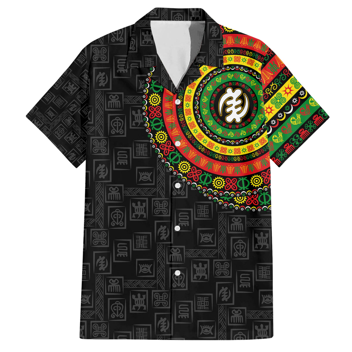 Adinkra Symbols Family Matching Short Sleeve Bodycon Dress and Hawaiian Shirt African Culture - Wonder Print Shop