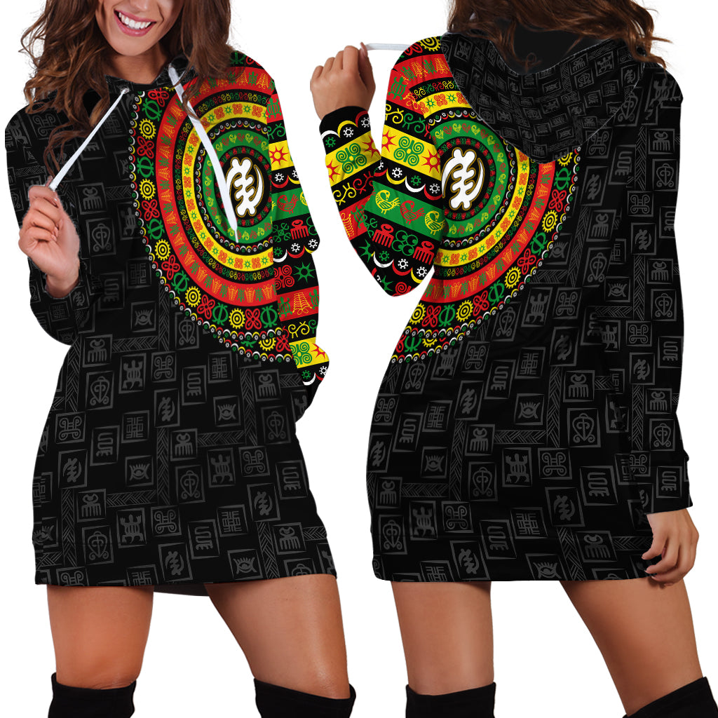 Adinkra Symbols Hoodie Dress African Culture - Wonder Print Shop