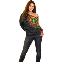 Adinkra Symbols Off Shoulder Sweater African Culture - Wonder Print Shop