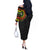 Adinkra Symbols Off The Shoulder Long Sleeve Dress African Culture - Wonder Print Shop