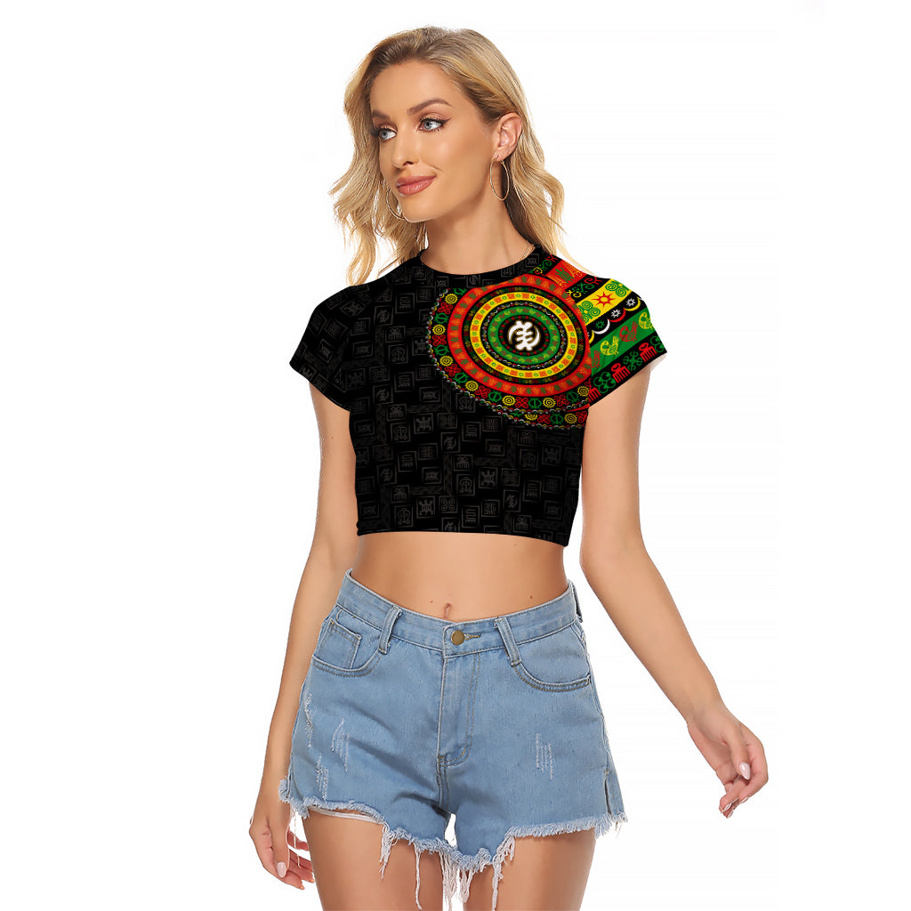 Adinkra Symbols Raglan Cropped T Shirt African Culture - Wonder Print Shop