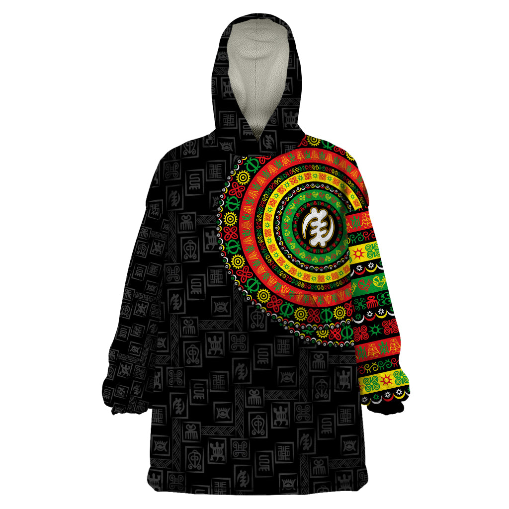 Adinkra Symbols Wearable Blanket Hoodie African Culture - Wonder Print Shop
