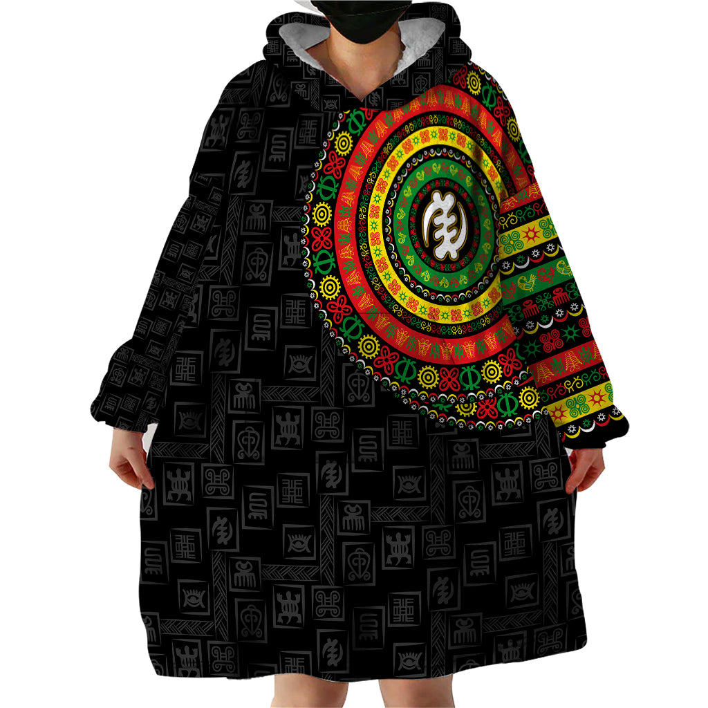 Adinkra Symbols Wearable Blanket Hoodie African Culture - Wonder Print Shop
