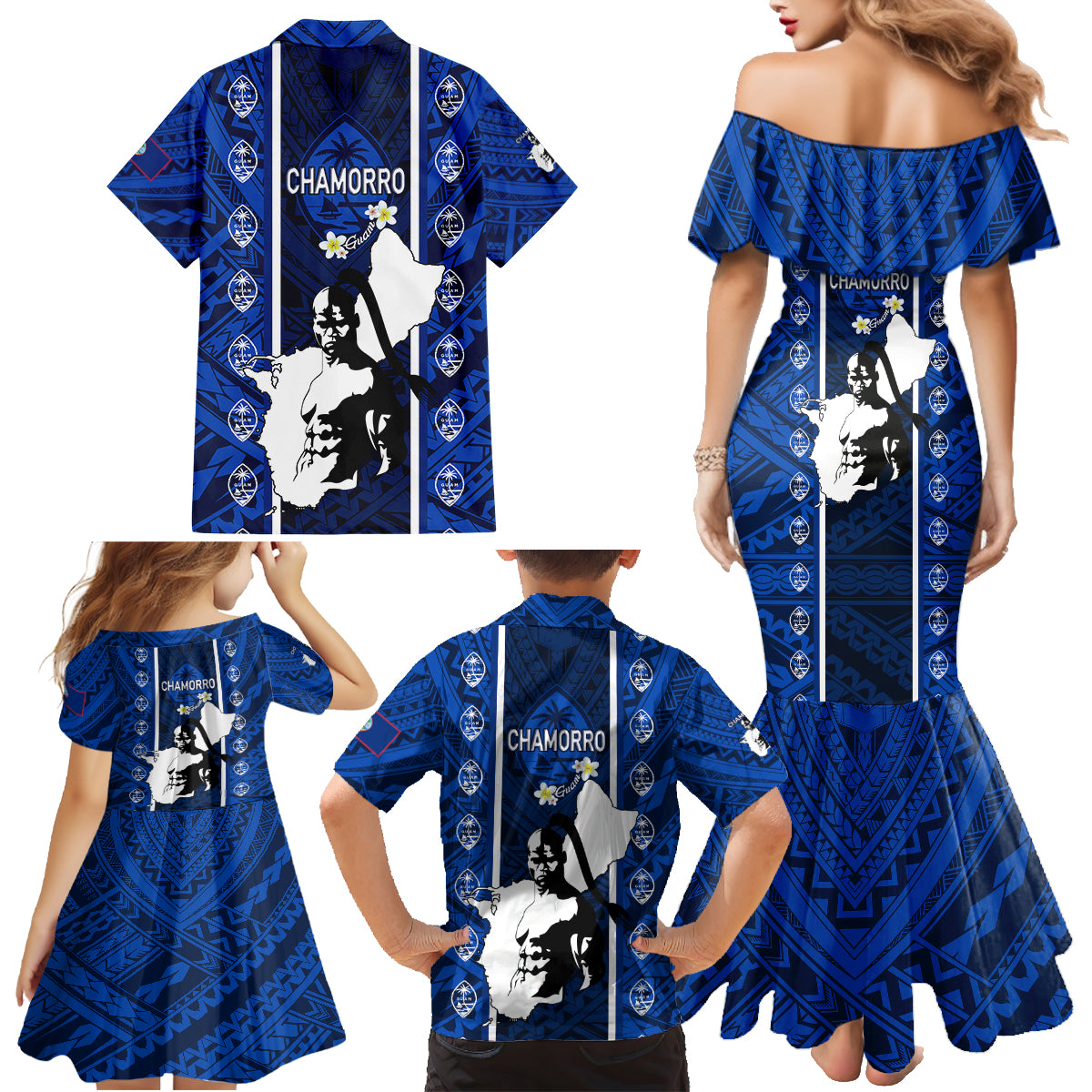 Guam Chamorro Warrior Family Matching Mermaid Dress and Hawaiian Shirt Traditional Tribal Patterns - Wonder Print Shop