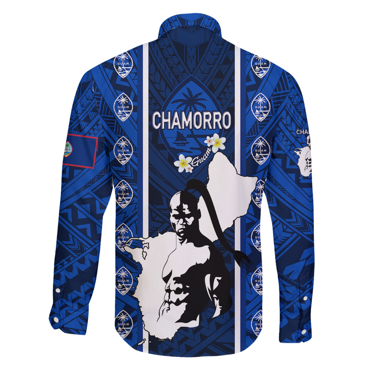 Guam Chamorro Warrior Family Matching Off Shoulder Long Sleeve Dress and Hawaiian Shirt Traditional Tribal Patterns - Wonder Print Shop