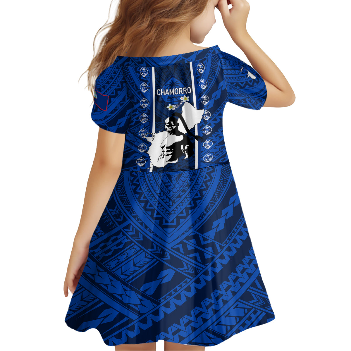 Guam Chamorro Warrior Family Matching Off Shoulder Short Dress and Hawaiian Shirt Traditional Tribal Patterns Guam Chamorro Warrior Family Matching Off Shoulder Short Dress and Hawaiian Shirt Traditional Tribal Patterns