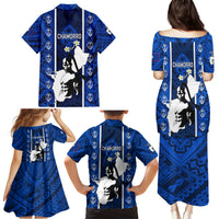 Guam Chamorro Warrior Family Matching Puletasi Dress and Hawaiian Shirt Traditional Tribal Patterns - Wonder Print Shop