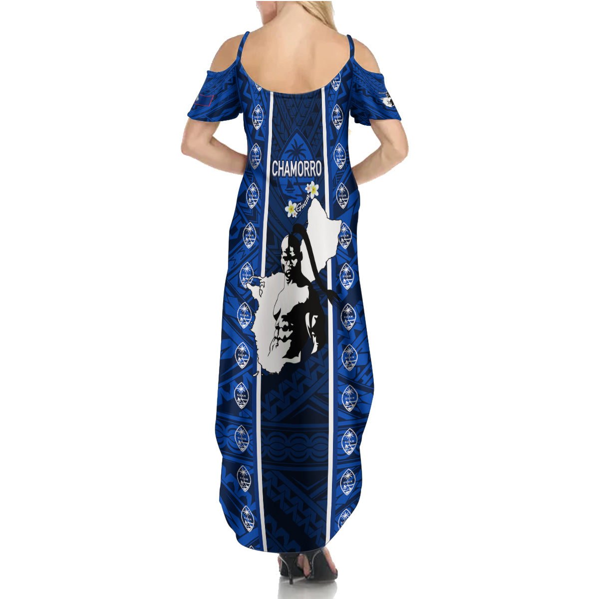 Guam Chamorro Warrior Family Matching Summer Maxi Dress and Hawaiian Shirt Traditional Tribal Patterns - Wonder Print Shop