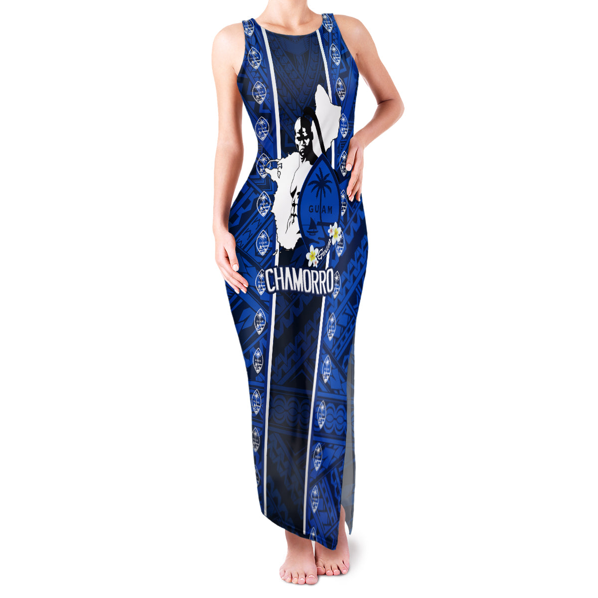 Guam Chamorro Warrior Family Matching Tank Maxi Dress and Hawaiian Shirt Traditional Tribal Patterns - Wonder Print Shop