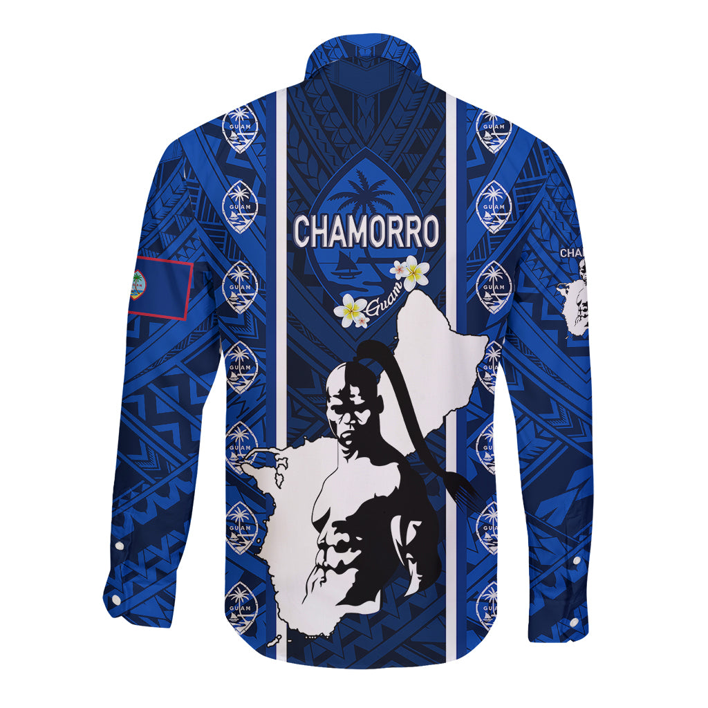 Guam Chamorro Warrior Long Sleeve Button Shirt Traditional Tribal Patterns - Wonder Print Shop