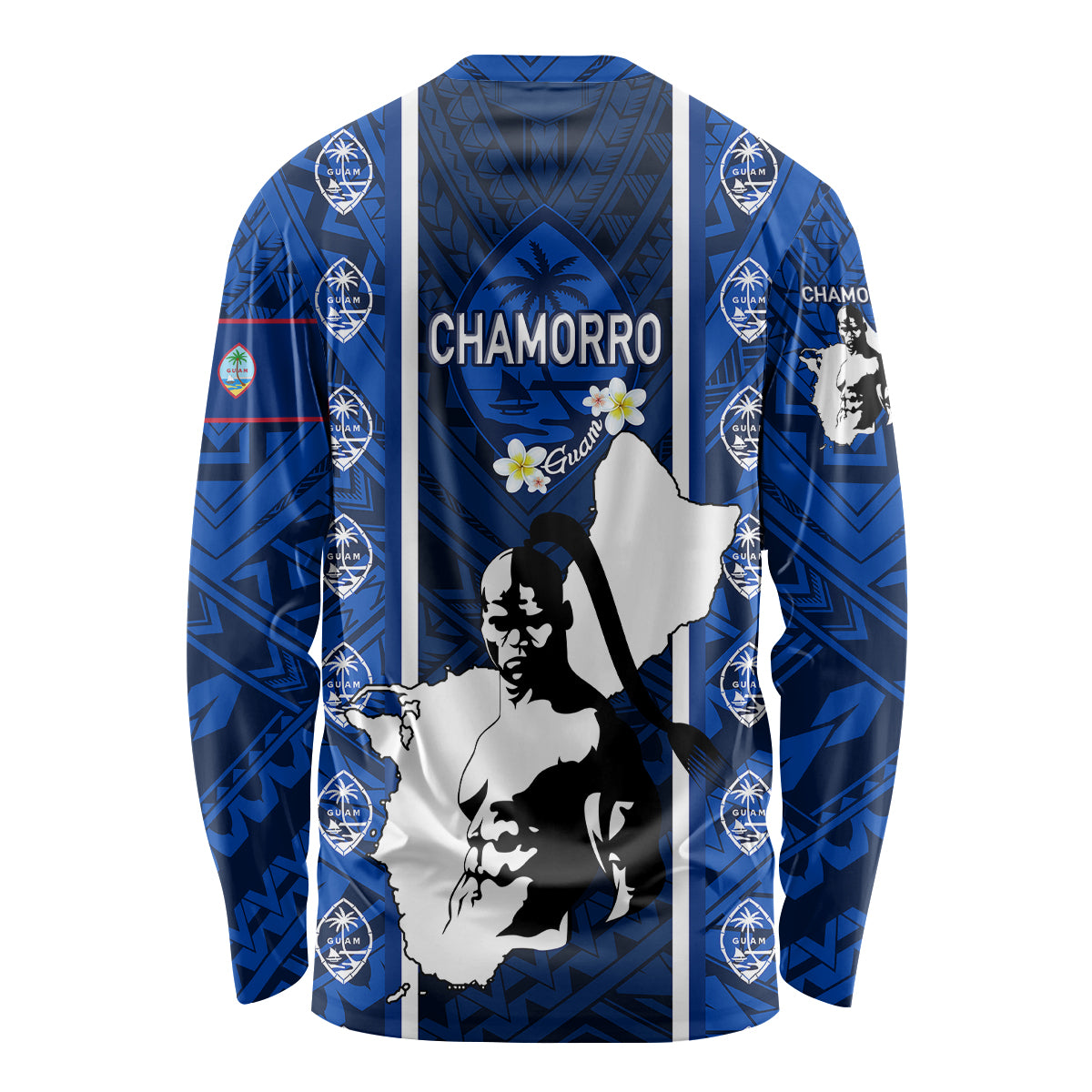 Guam Chamorro Warrior Long Sleeve Shirt Traditional Tribal Patterns - Wonder Print Shop