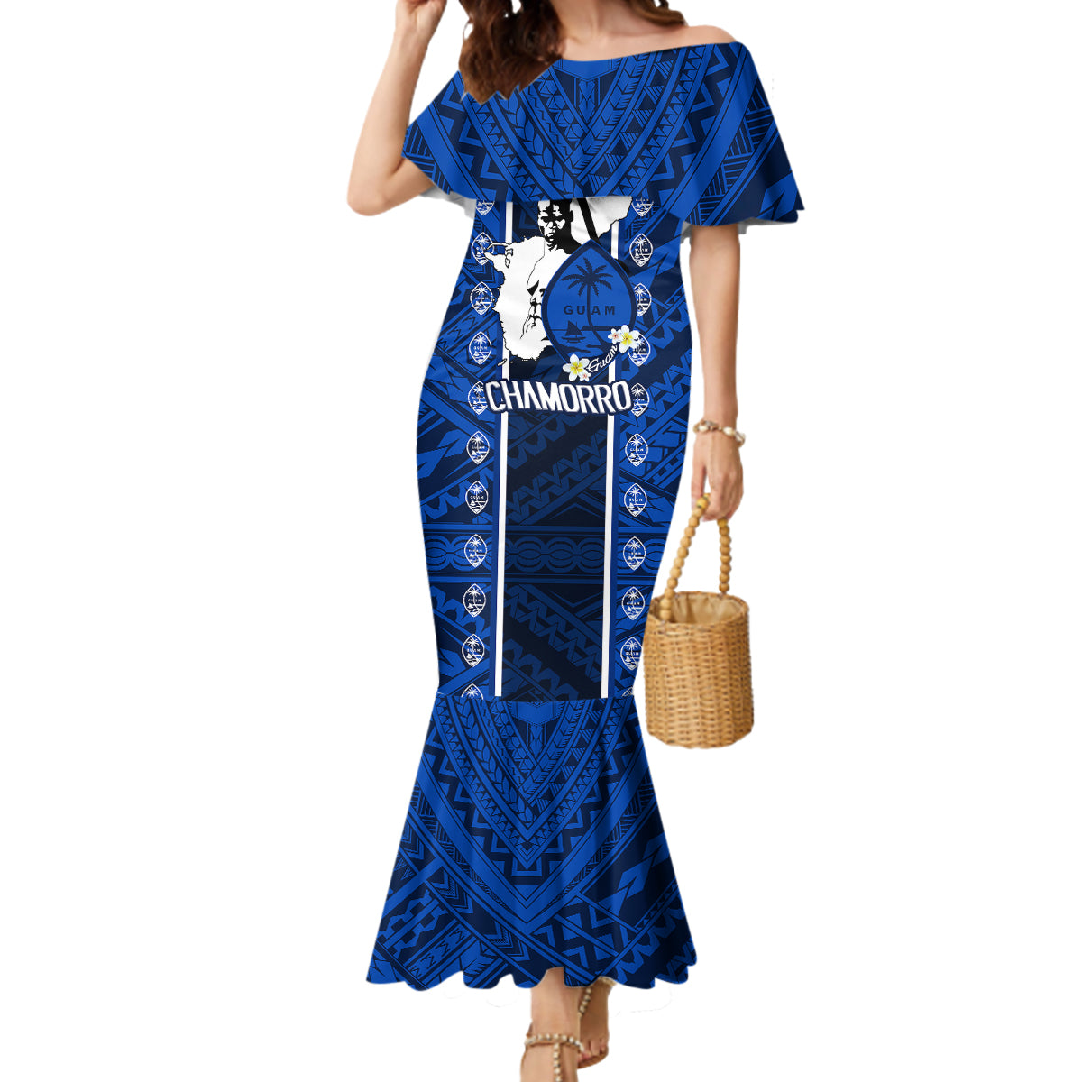 Guam Chamorro Warrior Mermaid Dress Traditional Tribal Patterns - Wonder Print Shop