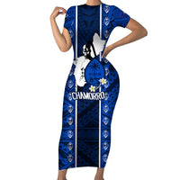 Guam Chamorro Warrior Short Sleeve Bodycon Dress Traditional Tribal Patterns - Wonder Print Shop