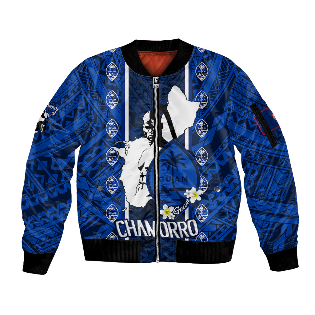 Guam Chamorro Warrior Sleeve Zip Bomber Jacket Traditional Tribal Patterns - Wonder Print Shop