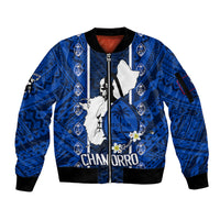 Guam Chamorro Warrior Sleeve Zip Bomber Jacket Traditional Tribal Patterns - Wonder Print Shop