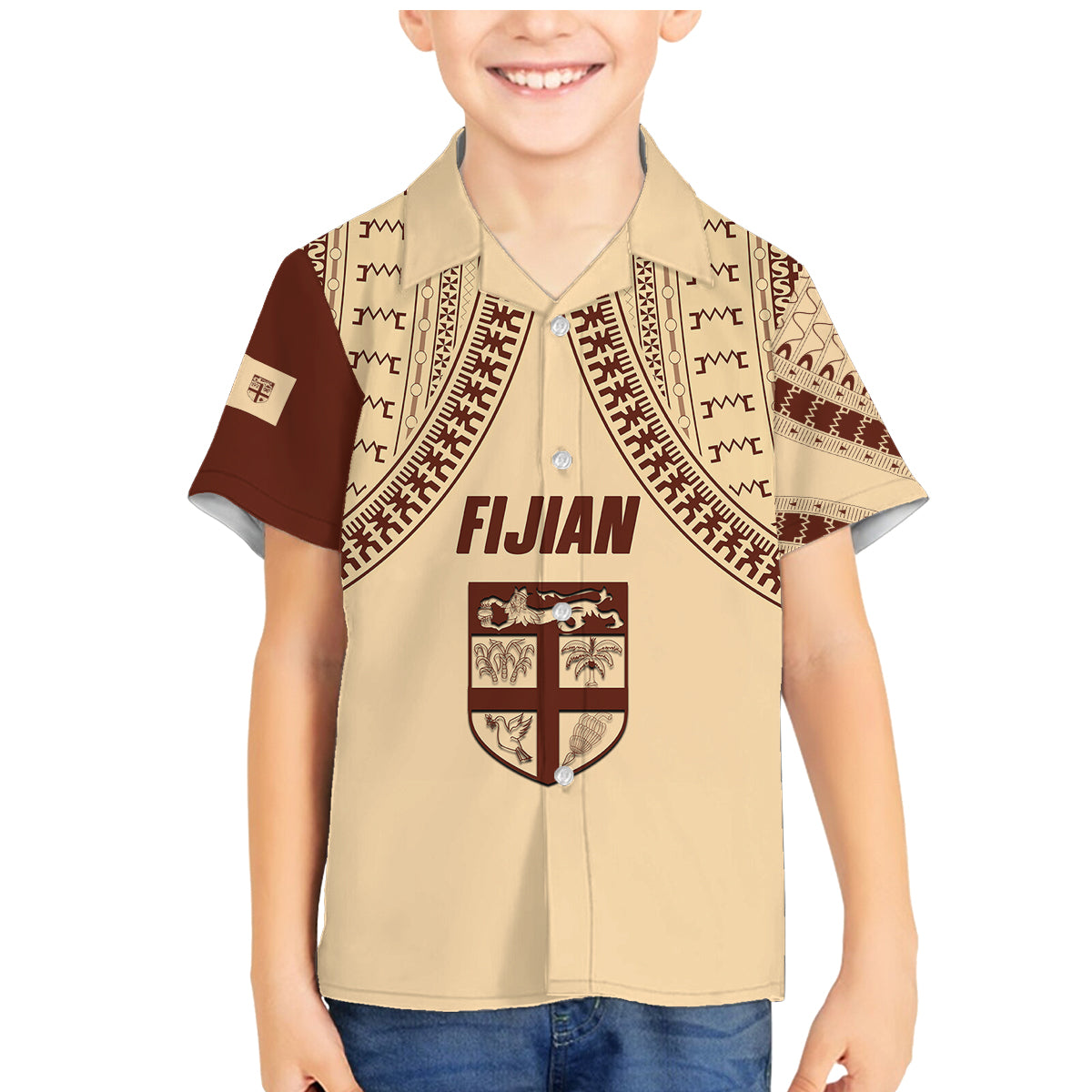 Fiji Bula Family Matching Mermaid Dress and Hawaiian Shirt Tapa Pattern Design - Wonder Print Shop