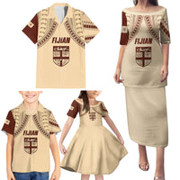 Fiji Bula Family Matching Puletasi Dress and Hawaiian Shirt Tapa Pattern Design - Wonder Print Shop