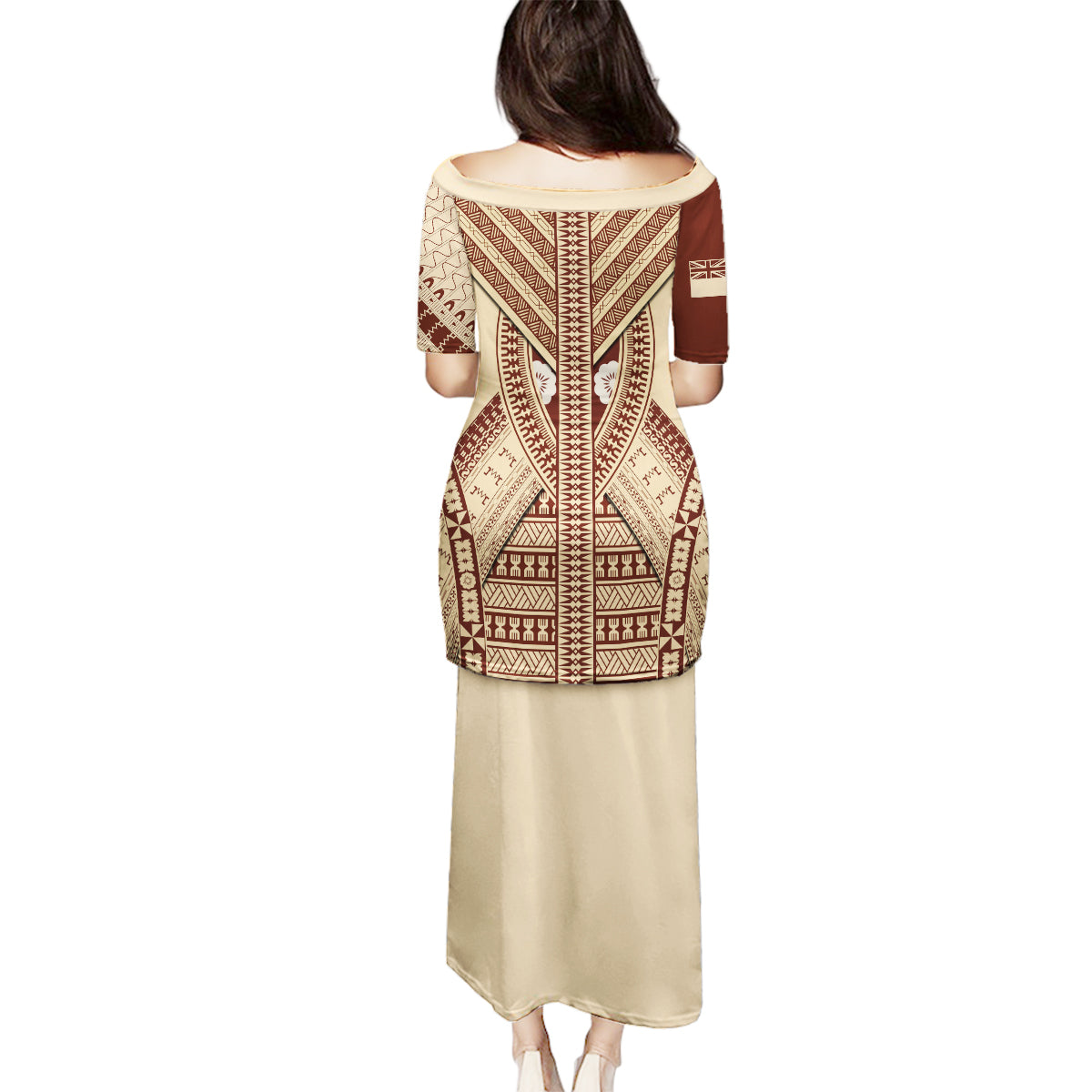 Fiji Bula Family Matching Puletasi Dress and Hawaiian Shirt Tapa Pattern Design - Wonder Print Shop